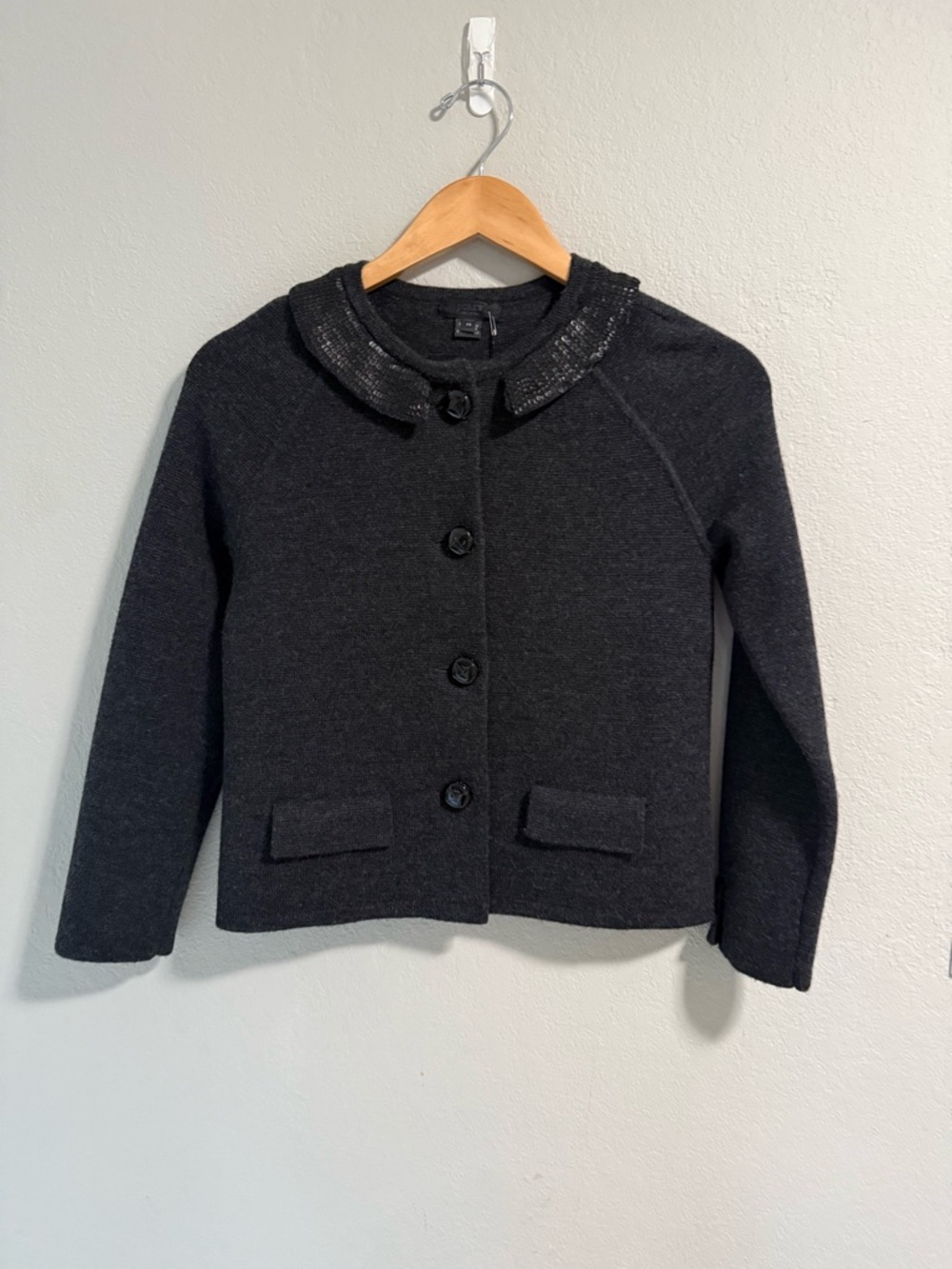 J.Crew Collection Wool Cardigan Sequin Collar XS